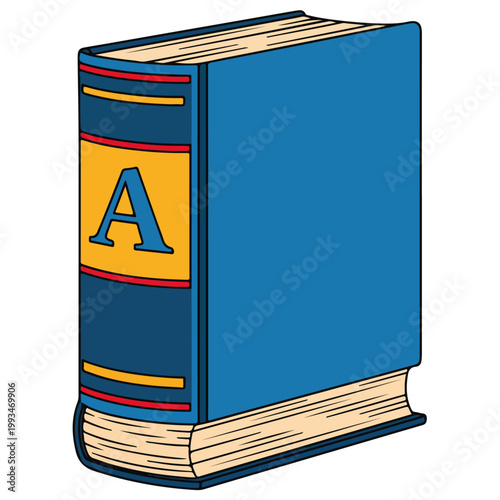 cartoon hardcover book with letter a vector illustration template