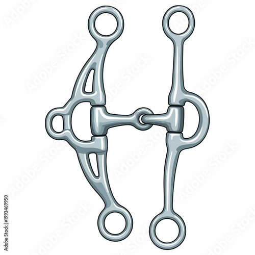 Cartoon Horse Snaffle Bit Equestrian Vector Graphic Template