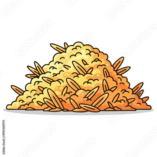 Cartoon Hay Straw Stack Rustic Farm Vector Illustration