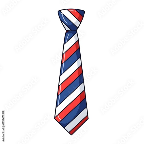 Red white blue striped necktie.