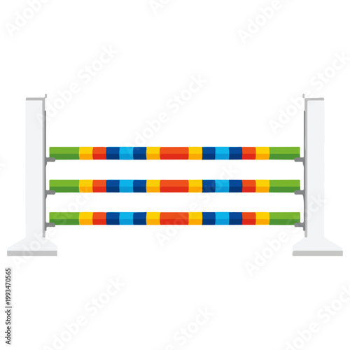 Colorful Striped Equestrian Jump Hurdle Flat Vector Template