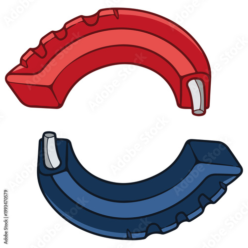 Curved Sports Mouth Guard Flat Vector Illustration Set
