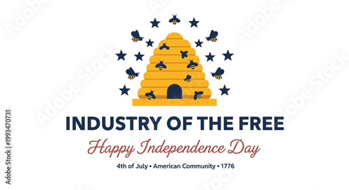 Independence Day, American Flag, Bee Hive Icon, Patriotic Symbols, 4th of July Celebration