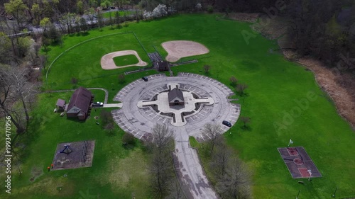 Springtime Public Park with fresh green grass in East Rochester New York