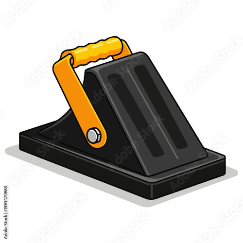 Foot Accelerator Pedal Black Yellow Flat Vector Illustration