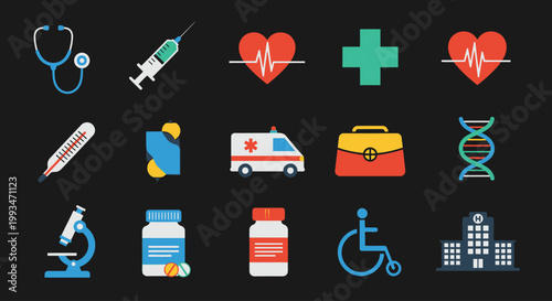 Medical Health Care Symbols Icons Set.