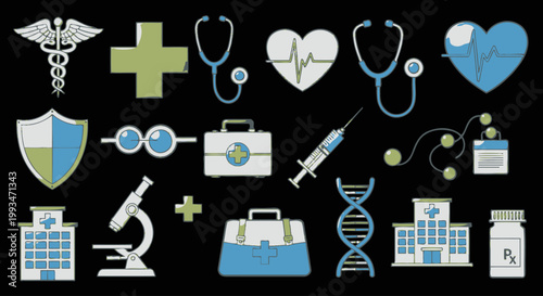 Medical Healthcare Symbols Icons Collection.