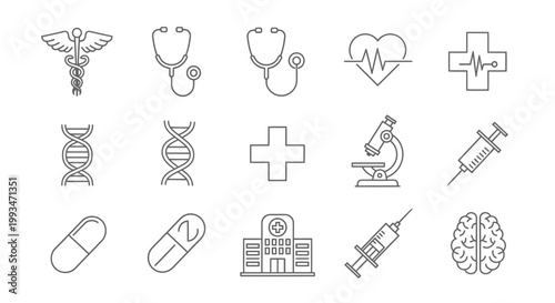Medical icons and healthcare symbols.