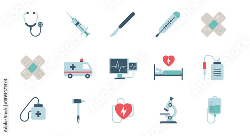 Medical icons and health symbols.