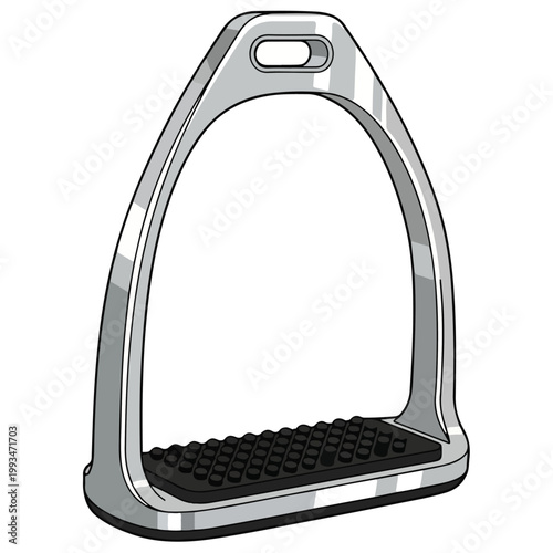 modern stainless steel horse riding stirrup flat vector illustration