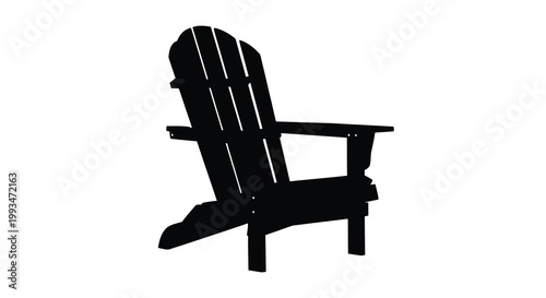 A black silhouette of an adirondack chair against a stark white background silhouette