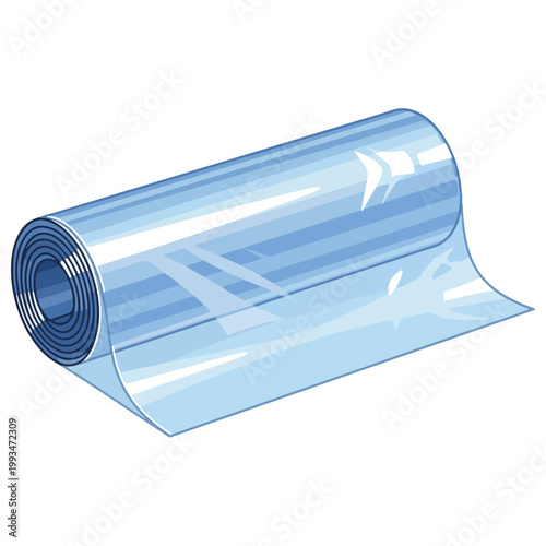 Rolled Clear Plastic Sheet Vector Illustration Template