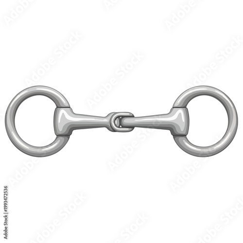 Silver Loose Ring Horse Snaffle Bit Flat Vector Design