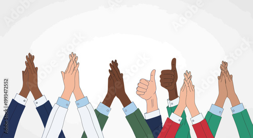 Diverse hands giving a round of applause.