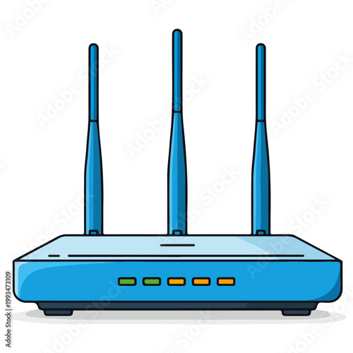 Wireless Router Flat Style Vector Illustration