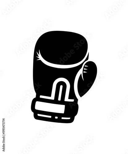 Minimalist Boxing Glove Icon - Black and White Vector Art