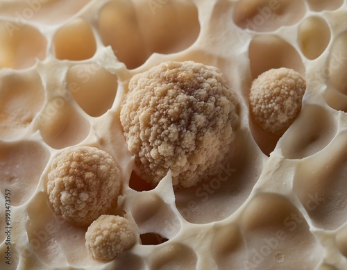 Detailed Microscopic View of Biological Structures with Textured Surfaces.
