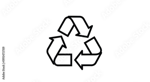 A black outline of the universal recycling symbol a stark silhouette
