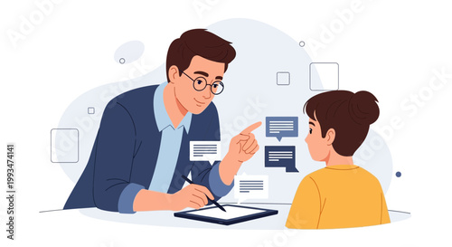 Therapist consulting with patient, offering advice and support, communication concept