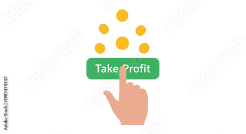 Digital Business Concept with Hand Clicking Take Profit Button