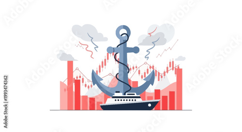 Maritime Security Illustration with Anchor and Ship