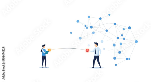 Business Networking and Connection Concept with Digital Data