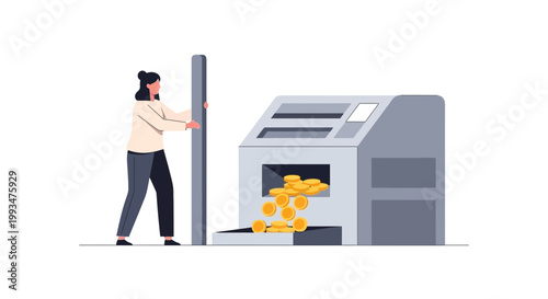 Person Using ATM Machine for Cash Withdrawal