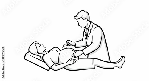 Doctor performs ultrasound on pregnant woman