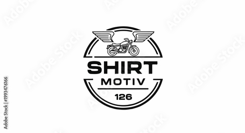 Emblem with winged motorcycle, text "SHIRT MOTIV" and number "126