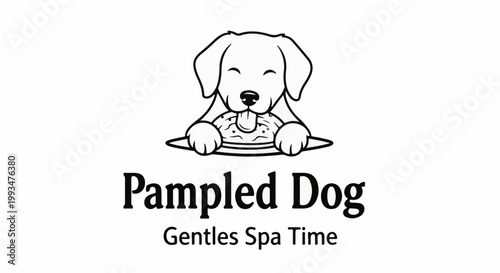 A happy dog enjoys a treat, presented in a playful logo