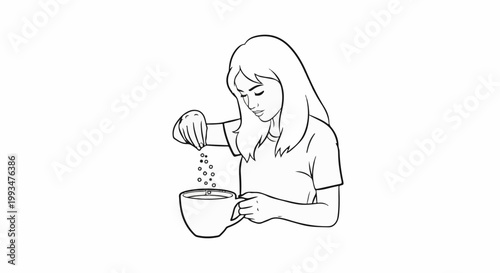 Person adding ingredients to a cup of hot beverage
