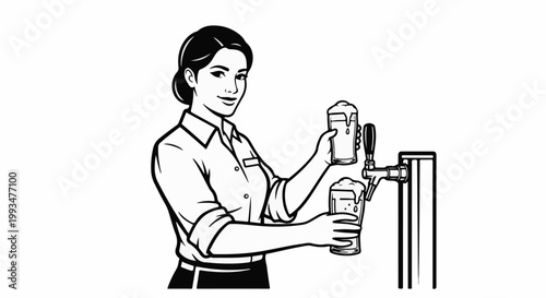 Woman serving drinks from a tap