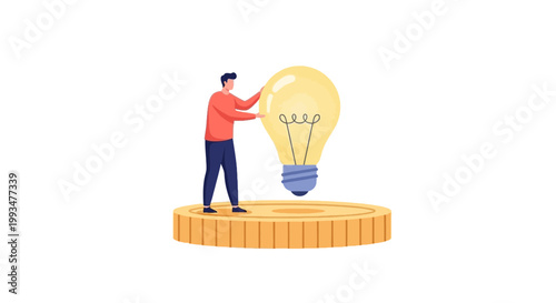 Innovative Idea Concept with Light Bulb and Person Illustration