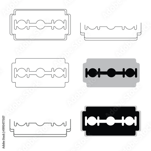 Shaving Blade Black silhouette razor blade icon set,  Front view. Vector illustration. Perfect to your design vector icon.