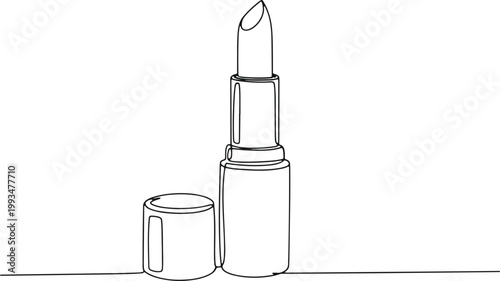 Lipstick cosmetic makeup product outline drawing beauty fashion essential item accessory.