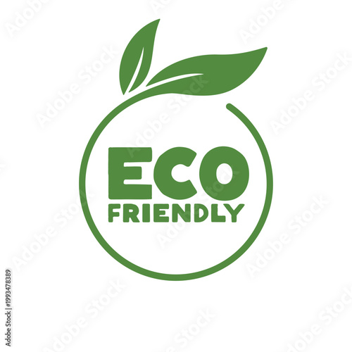 ECO FRIENDLY badge design logo with leaves ecological environmental badge
