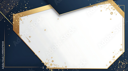 Luxury Abstract Corporate Background with Gold Frame and Blue Geometric Layers Elegant Minimal Design AI Generated
