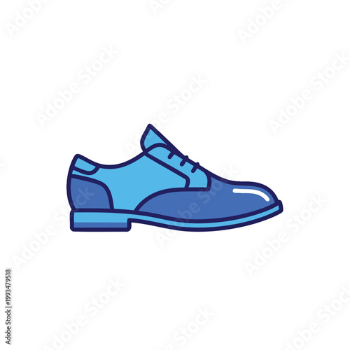 A stylish blue leather dress shoe illustration.