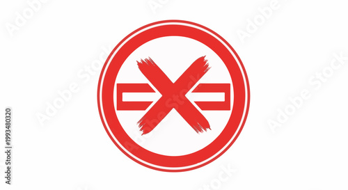 Red prohibition sign with brushstroke 'x' and horizontal bars