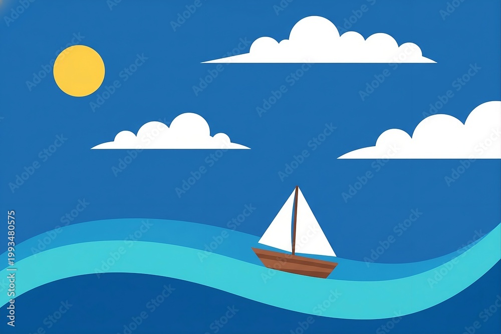 Naklejka premium sailing boat on the sea