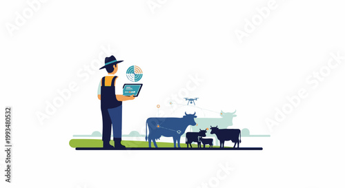 Farmer uses tablet and drone for smart cattle ranching