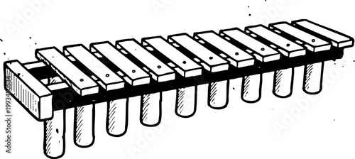 Vintage illustration of a musical xylophone with resonators