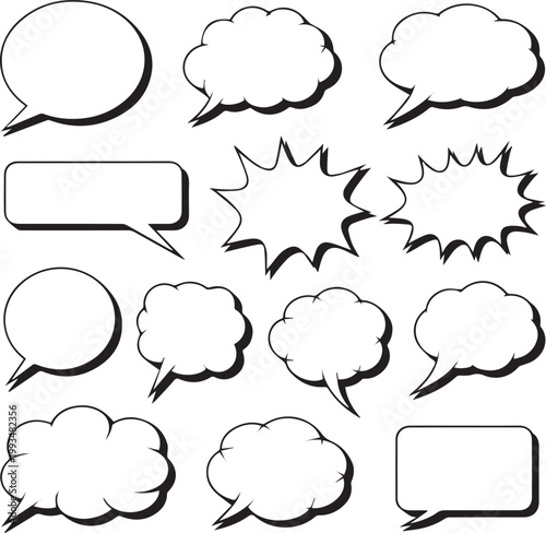 Need kinds of Comic speech bubble, and text box silhouettes. essential vector set for comic elements, dialog, storytelling, and pop art design on Without Background