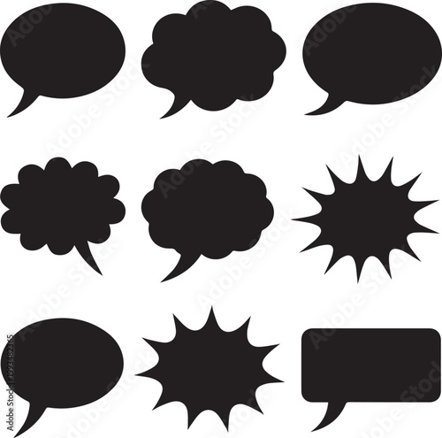 Need kinds of Comic speech bubble, and text box silhouettes. essential vector set for comic elements, dialog, storytelling, and pop art design on Without Background