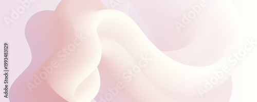 Abstract fluid wave with soft pink and cream gradients flowing smoothly on a pale background with gentle organic curves