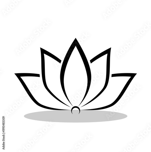 Simple lotus icon with shadow
