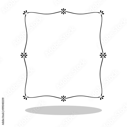 Cuadro en lienzo Simple Decorative Flower Line Border Frame with shadow