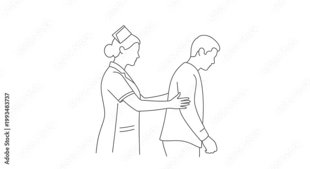 Obraz premium Nurse assisting patient walking, supportive care, health assistance