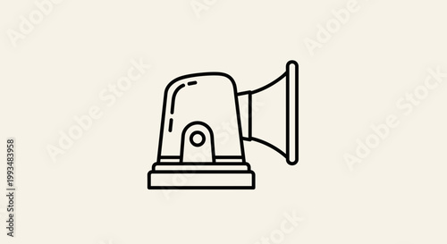 Emergency siren warning light icon, simple line art, alert symbol