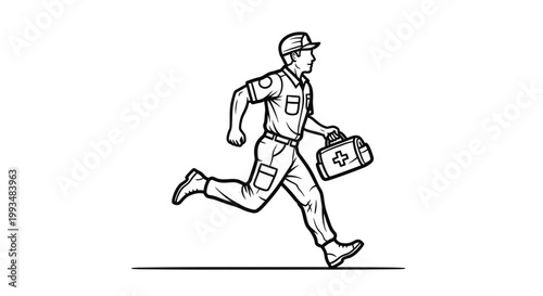 Paramedic Running With First Aid Kit - Emergency Medical Services